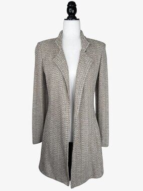 ST. JOHN COLLECTION Vintage Boucle Knit Open Jacket - Moss Green/Cream - Size 2